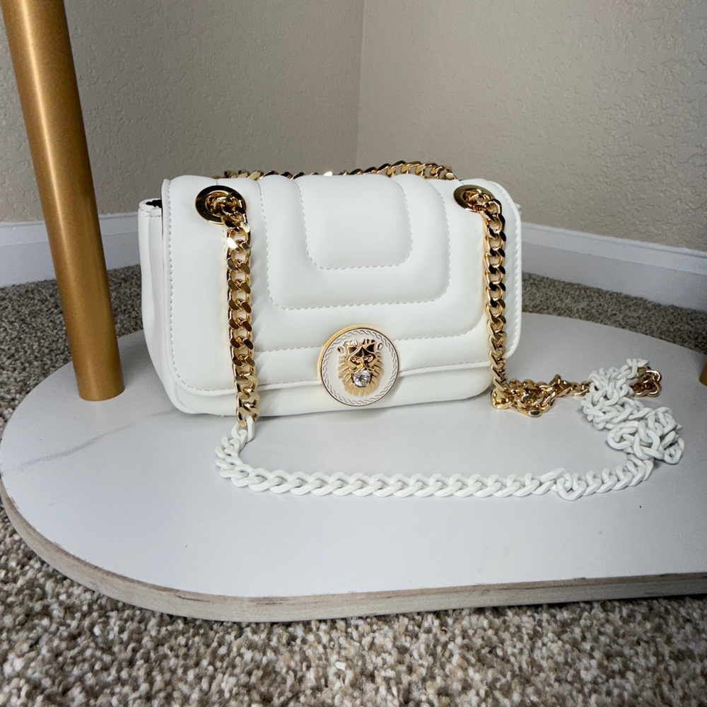 Aldo White Crossbody Bag with Gold Chain